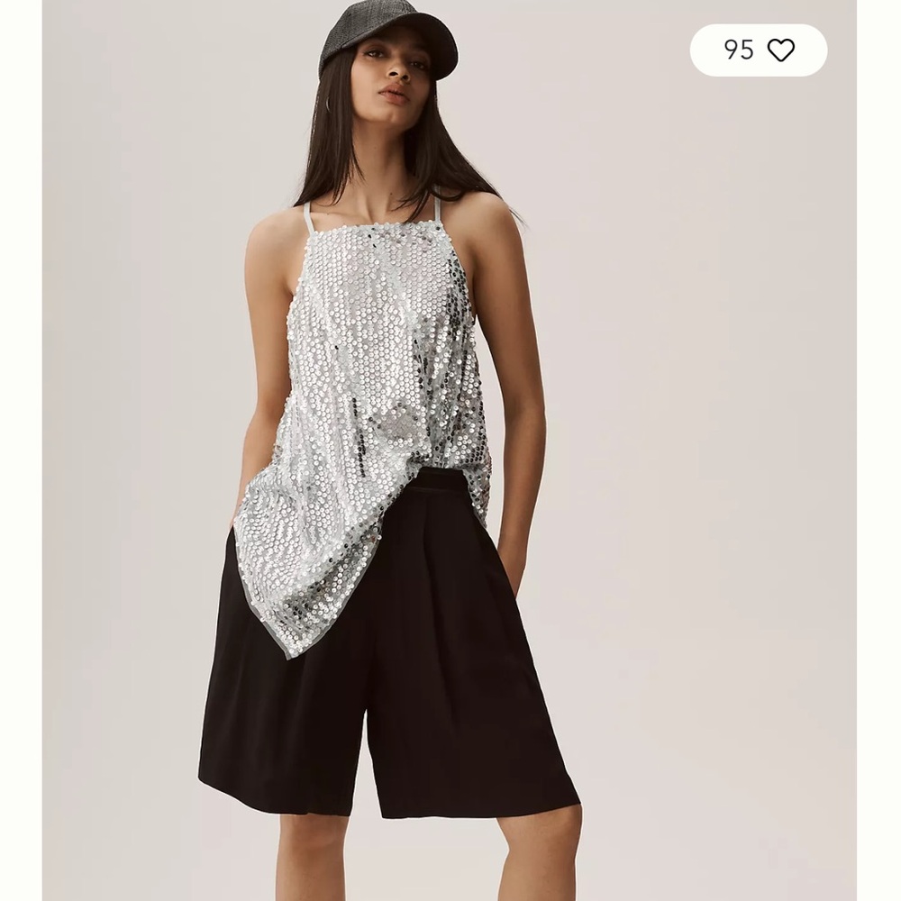 By Anthropologie Sequins Halter Tank. Size large.